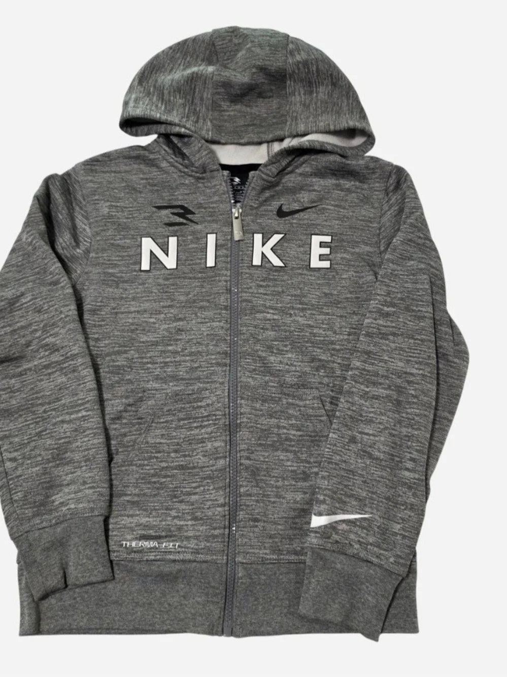 Nike 3Brand Therma-fit Kids Gray Full-Zip Hoodie Medium